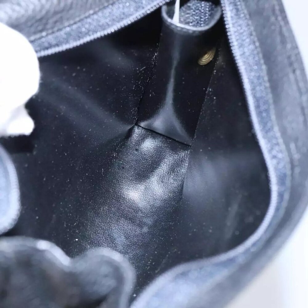 Christian Dior Pouch Leather Black Gold Auth - Picture 5 of 15